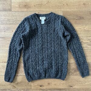 Guideboat Wool Cashmere Cable Knit Sweater Gray Sz M